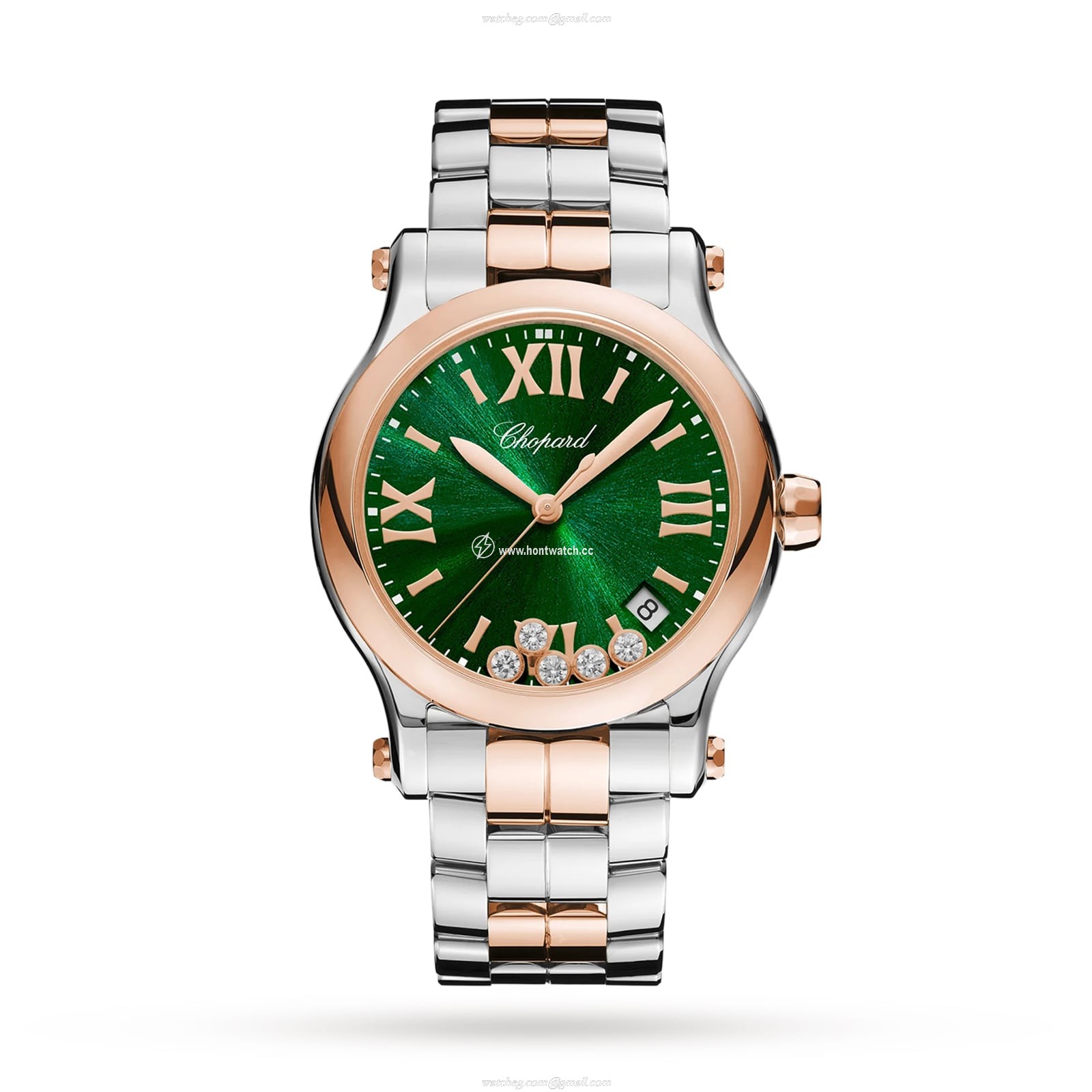 Chopard Happy Sport 278582-6006 Stainless Steel & 18ct Rose Gold Automatic Green replica watches