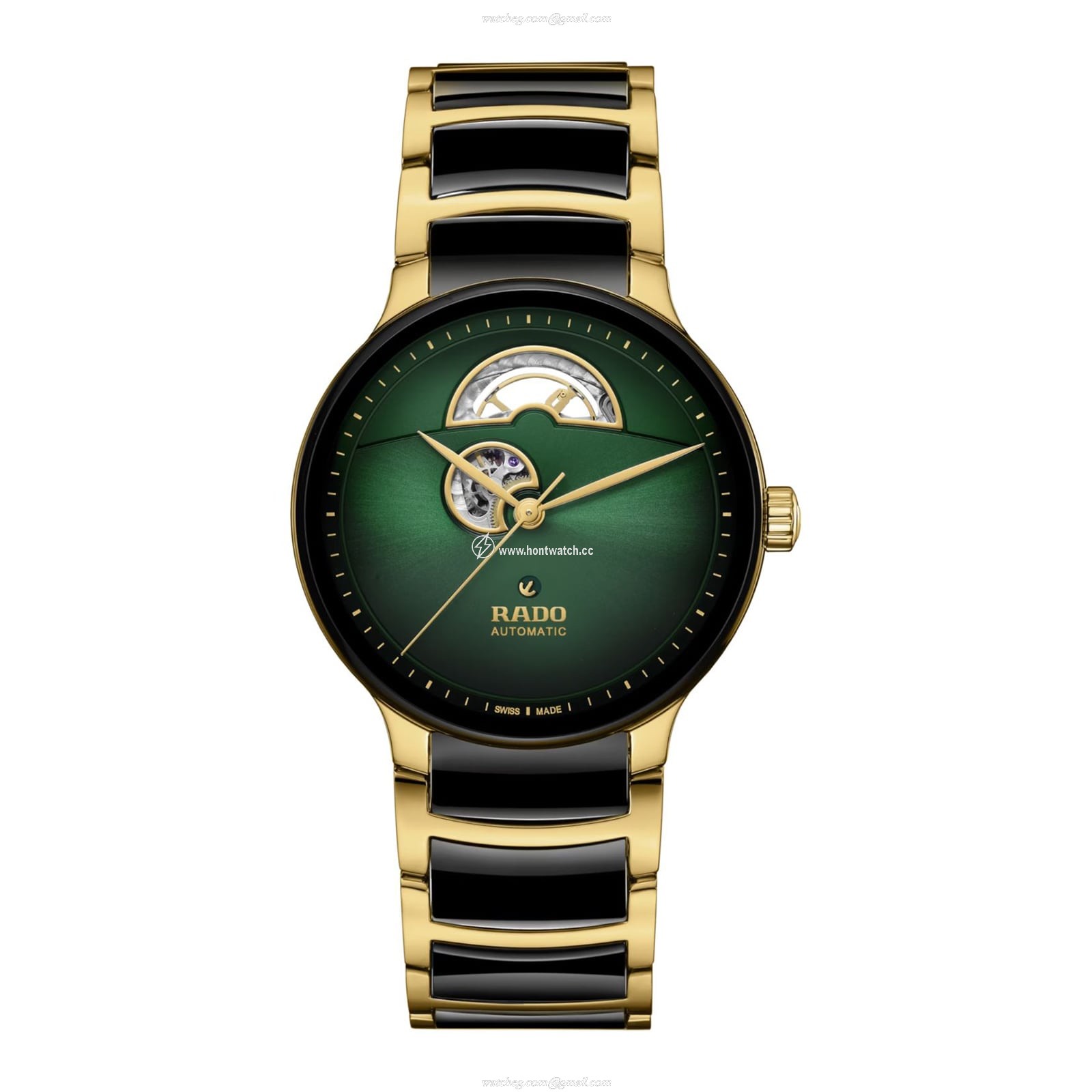 Rado Centrix R30008302 Stainless Steel & PVD Yellow Gold Automatic Green replica watches