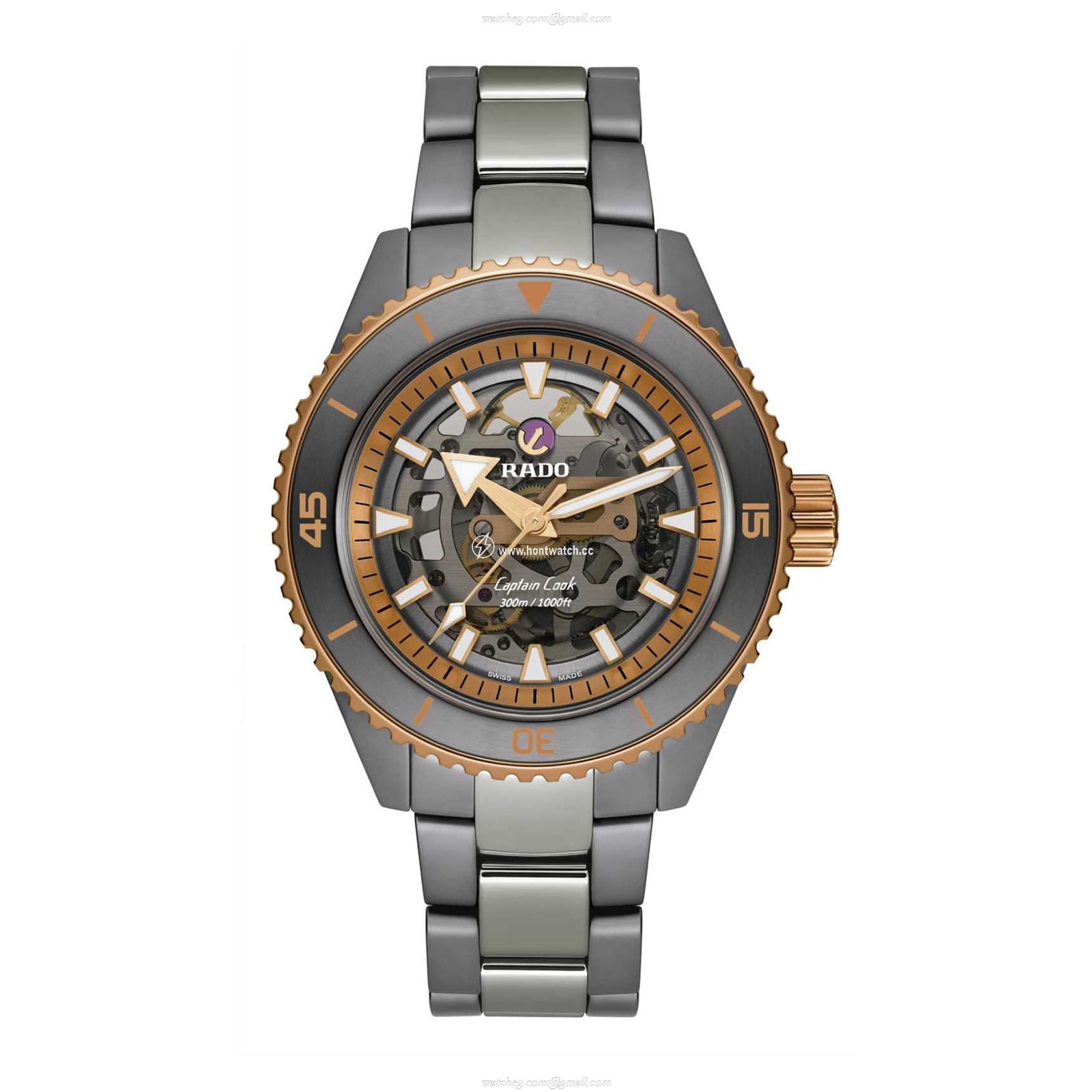 Rado Captain Cook R32148162 Stainless Steel, Ceramic & Rose Gold PVD Automatic Grey replica watches