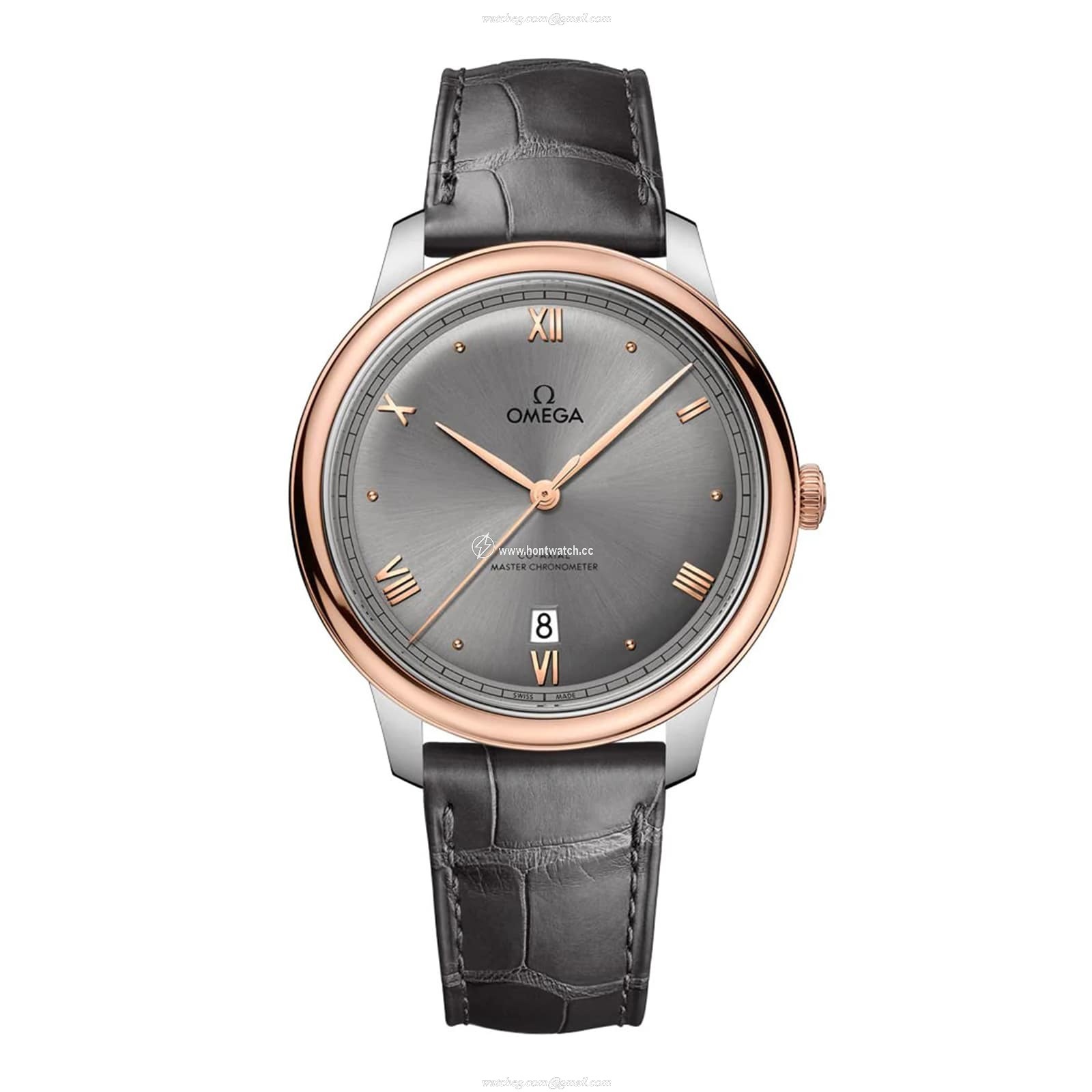 Omega De Ville Prestige O43423402006001 Stainless Steel & 18ct Rose Gold Automatic Grey replica watches
