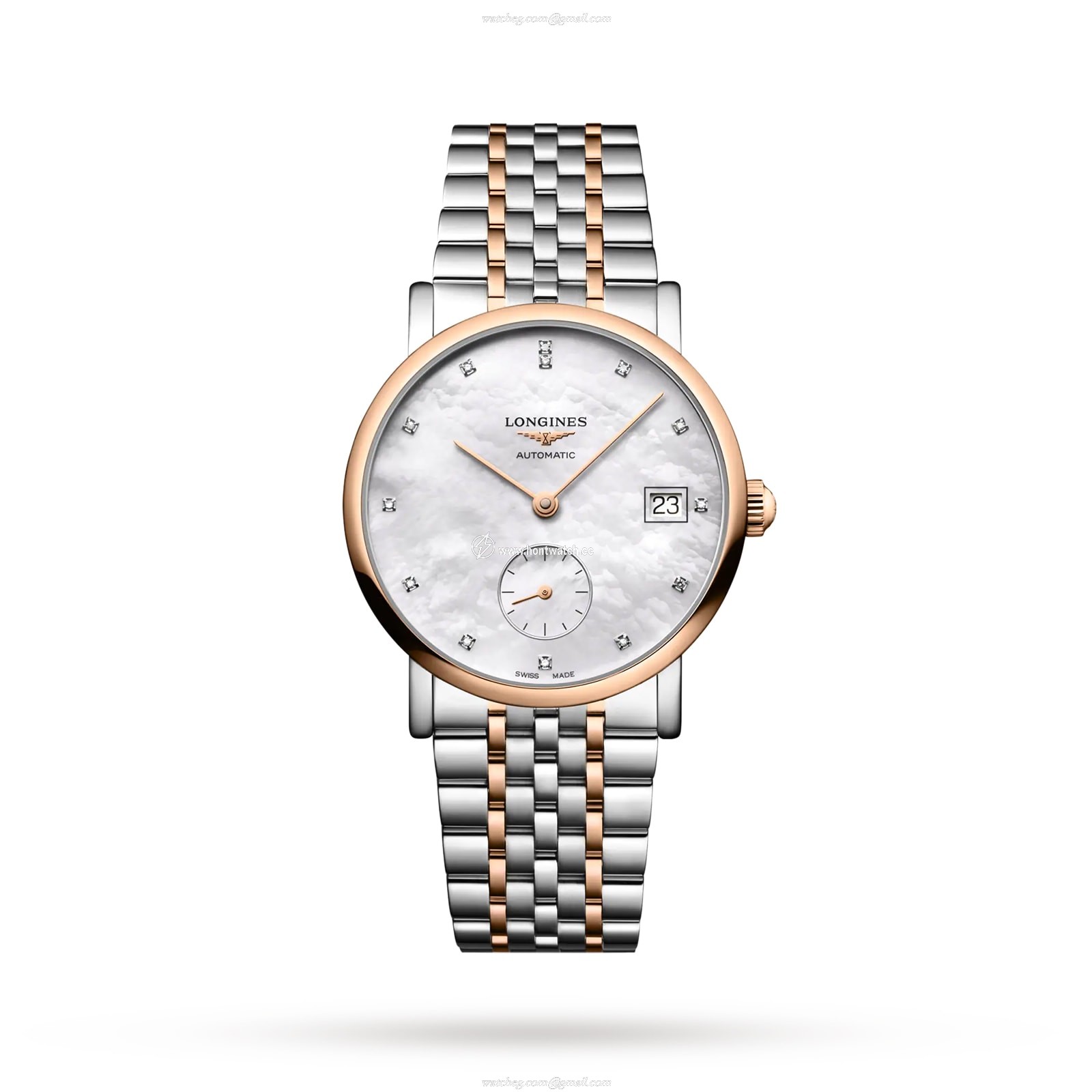Longines Elegant Collection L43125877 Stainless Steel & 18ct Rose Gold Automatic Mother of Pearl replica watches