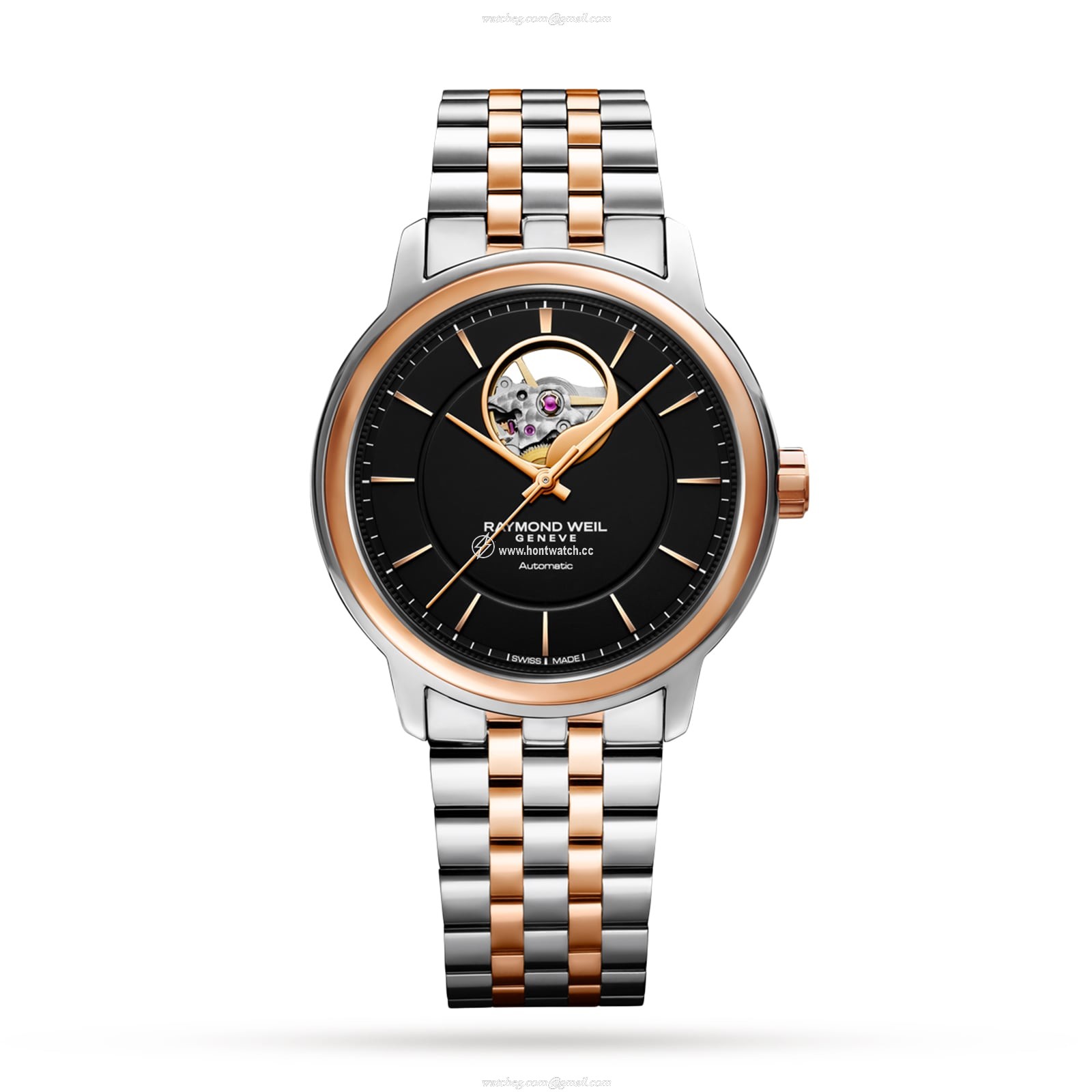 Raymond Weil Maestro 2227-SP5-20021 Stainless Steel & PVD Rose Gold Automatic Black replica watches