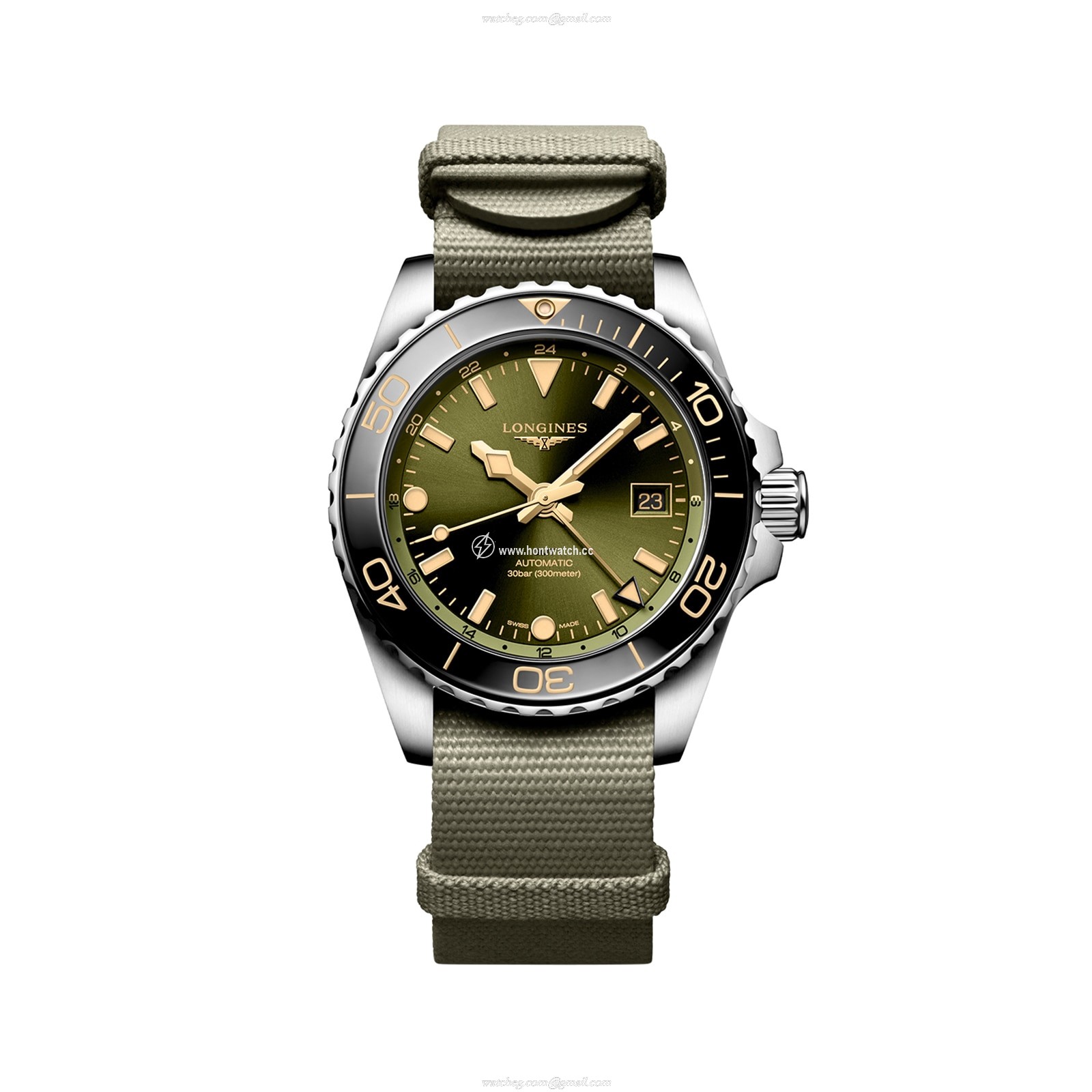 Longines HydroConquest L37904062 Stainless Steel and Ceramic Automatic Green replica watches