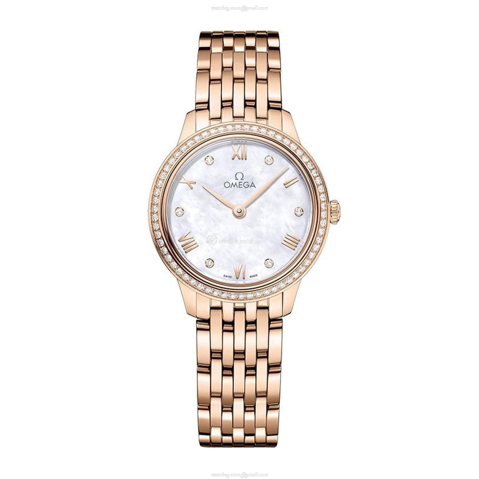 Omega De Ville Prestige O43455286055001 18ct Rose Gold Quartz Mother of Pearl replica watches