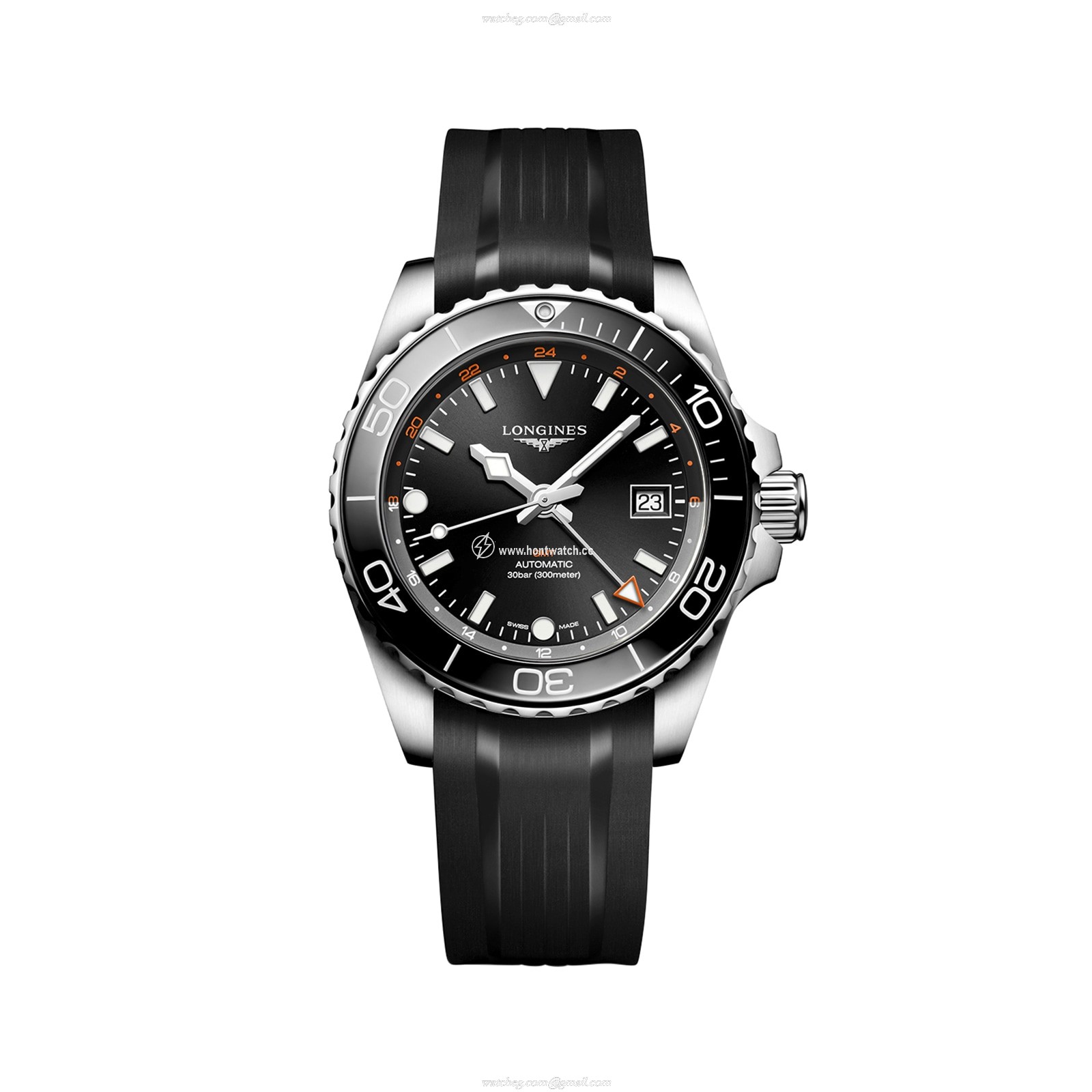 Longines HydroConquest L37904569 Stainless Steel and Ceramic Automatic Black replica watches