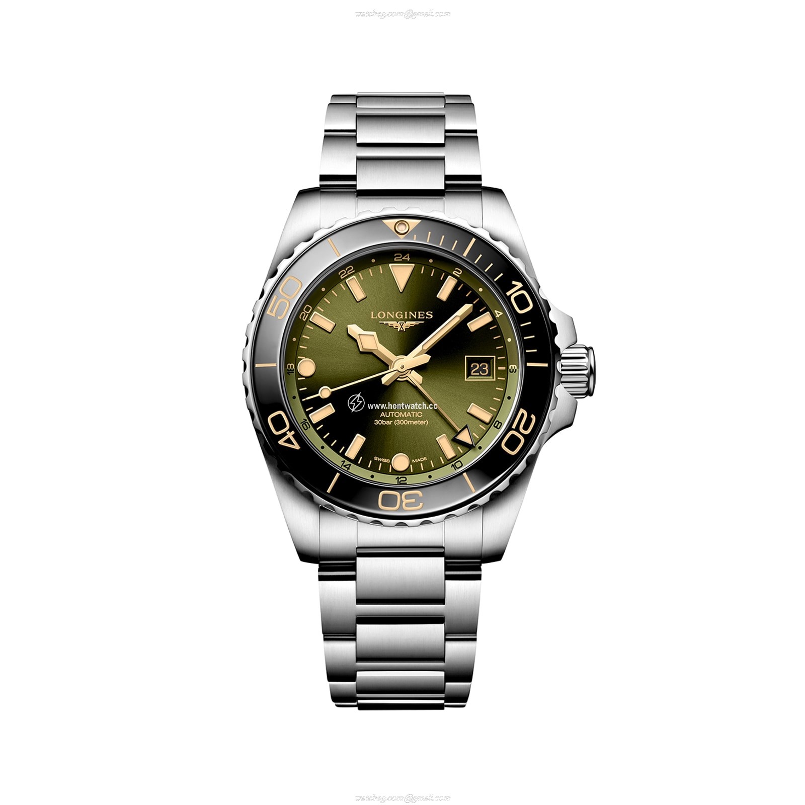 Longines HydroConquest L37904066 Stainless Steel and Ceramic Automatic Green replica watches