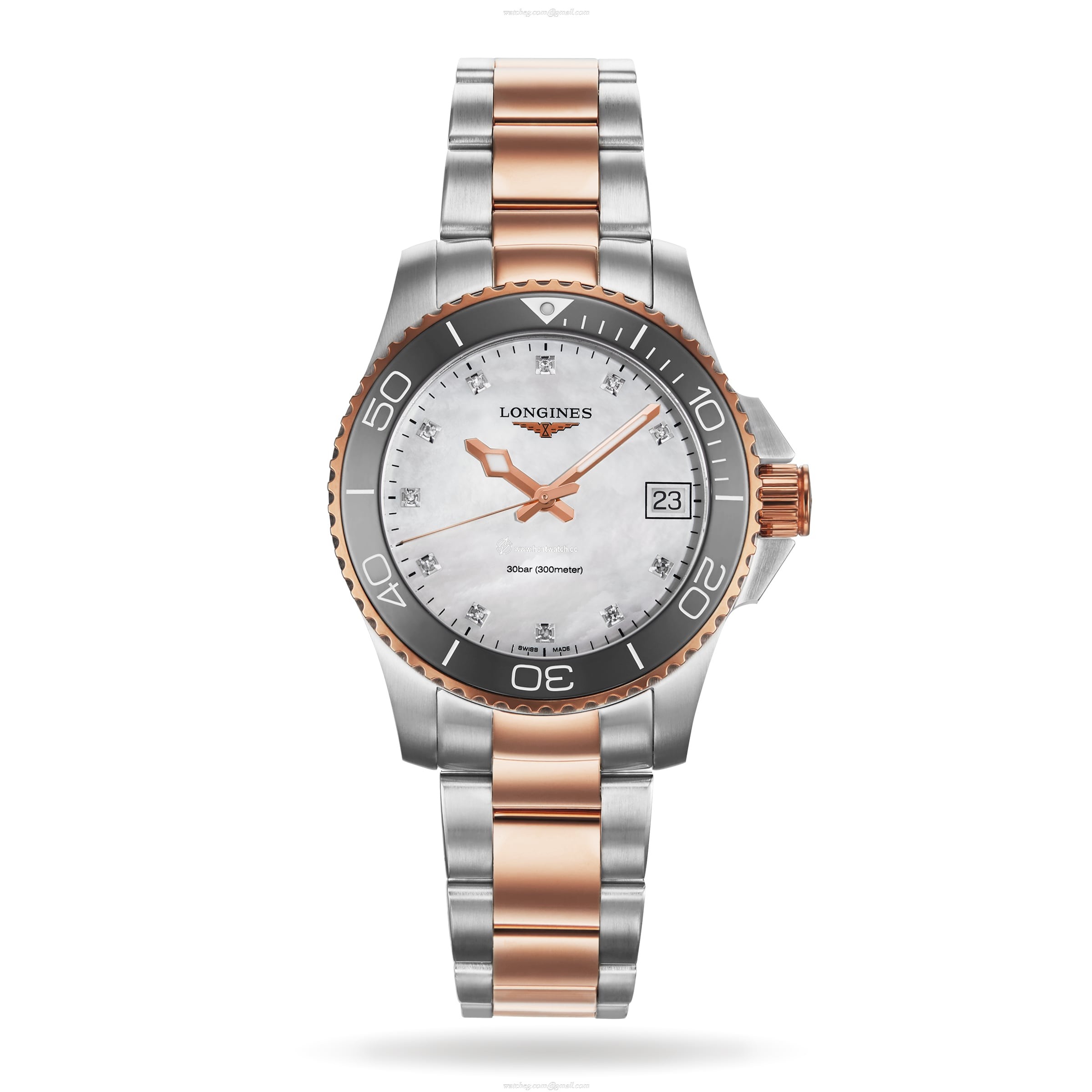 Longines HydroConquest L33703896 Stainless Steel & PVD Rose Gold Quartz Mother Of Pearl replica watches