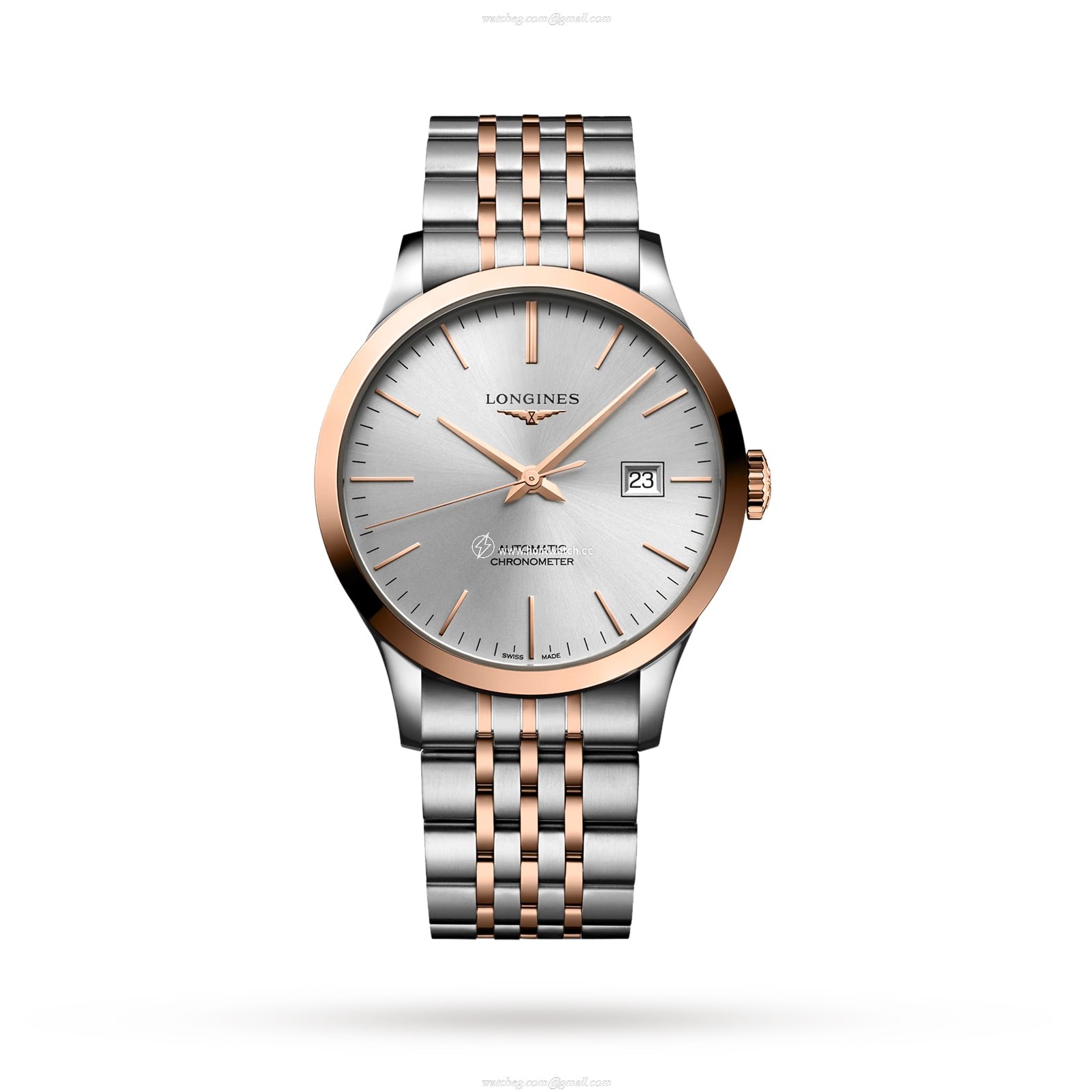 Longines Record L28215727 Stainless Steel & 18ct Rose Gold Automatic Silver replica watches