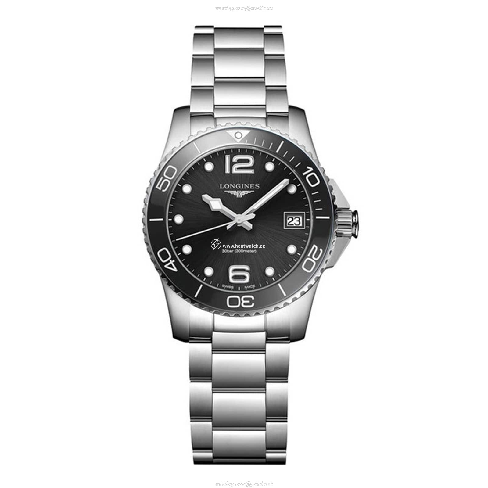 Longines HydroConquest L33704566 Stainless Steel and Ceramic Quartz Black replica watches