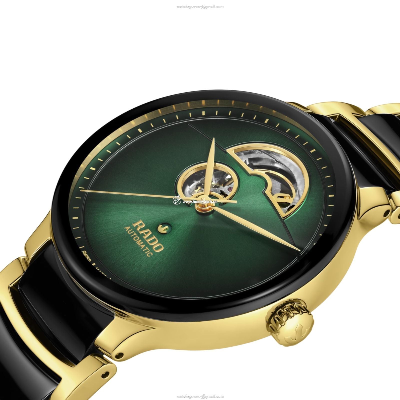 Rado Centrix R30008302 Stainless Steel & PVD Yellow Gold Automatic Green