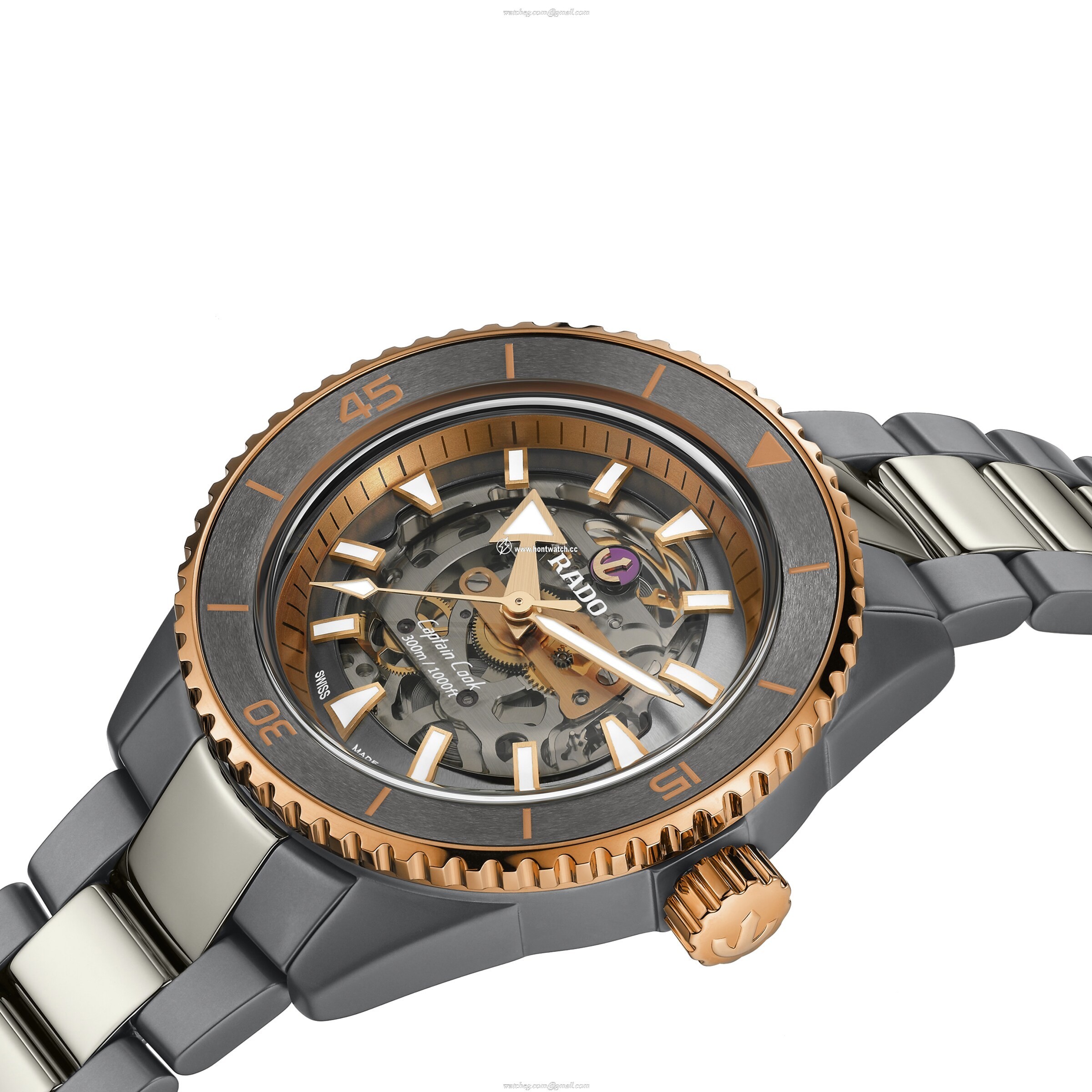 Rado Captain Cook R32148162 Stainless Steel, Ceramic & Rose Gold PVD Automatic Grey