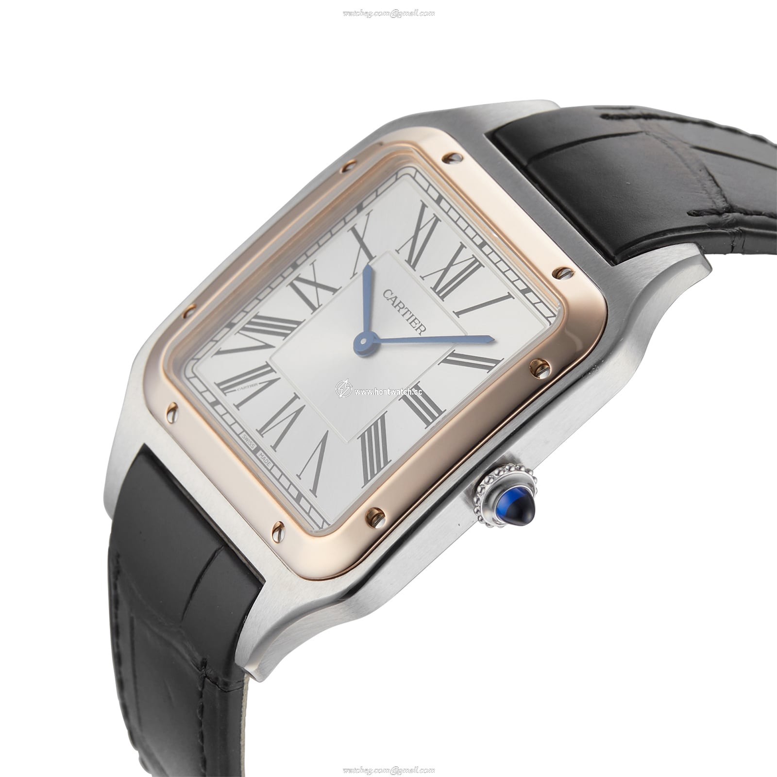 Cartier Santos W2SA0017 Stainless Steel and Rose Gold Manual Winding Silver