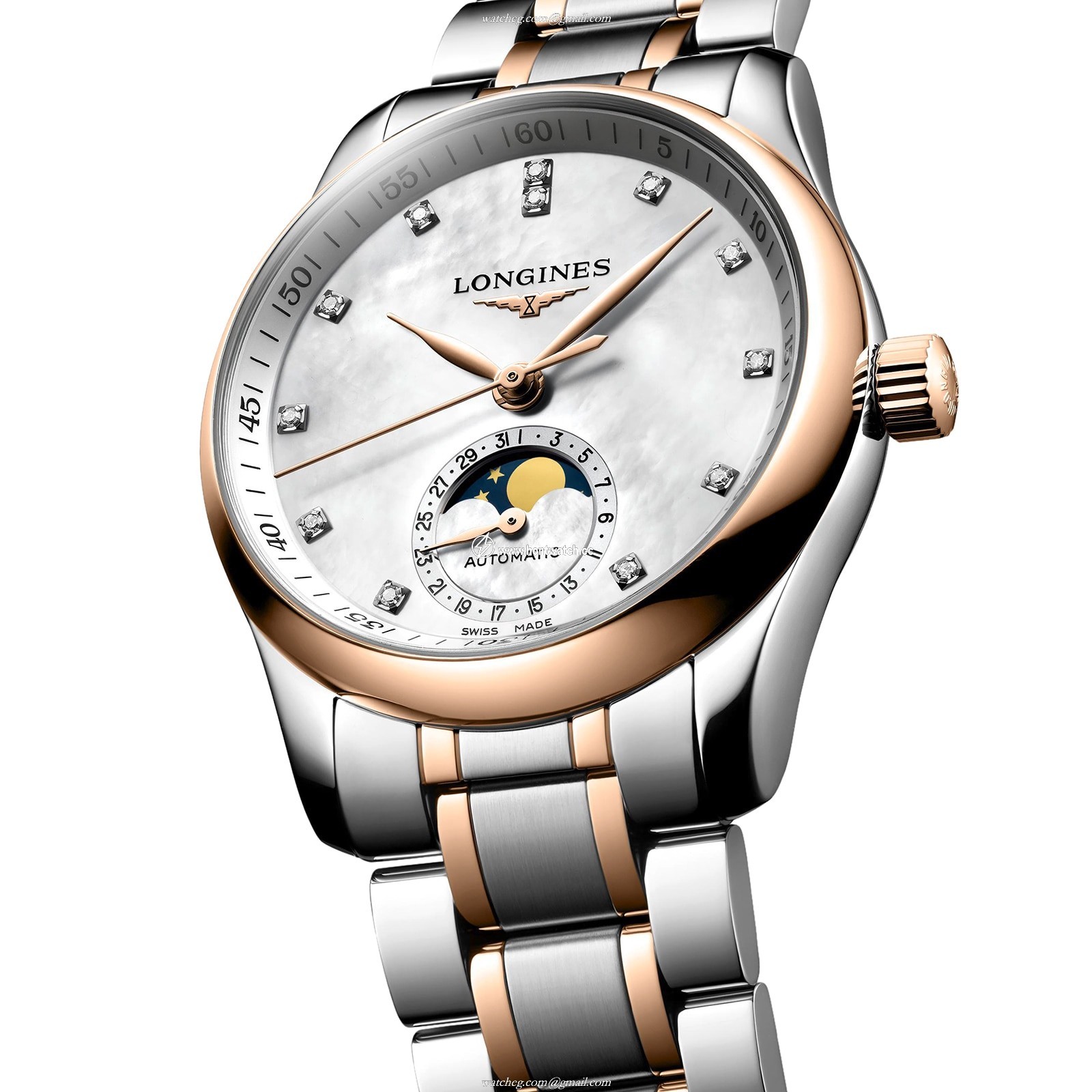 Longines Master Collection L24095897 Stainless Steel & 18ct Rose Gold Automatic Mother Of Pearl