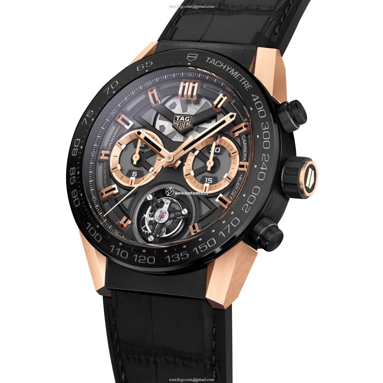 TAG Heuer Carrera CAR5A5U Titanium & Gold PVD Chronograph Tourbillon Black