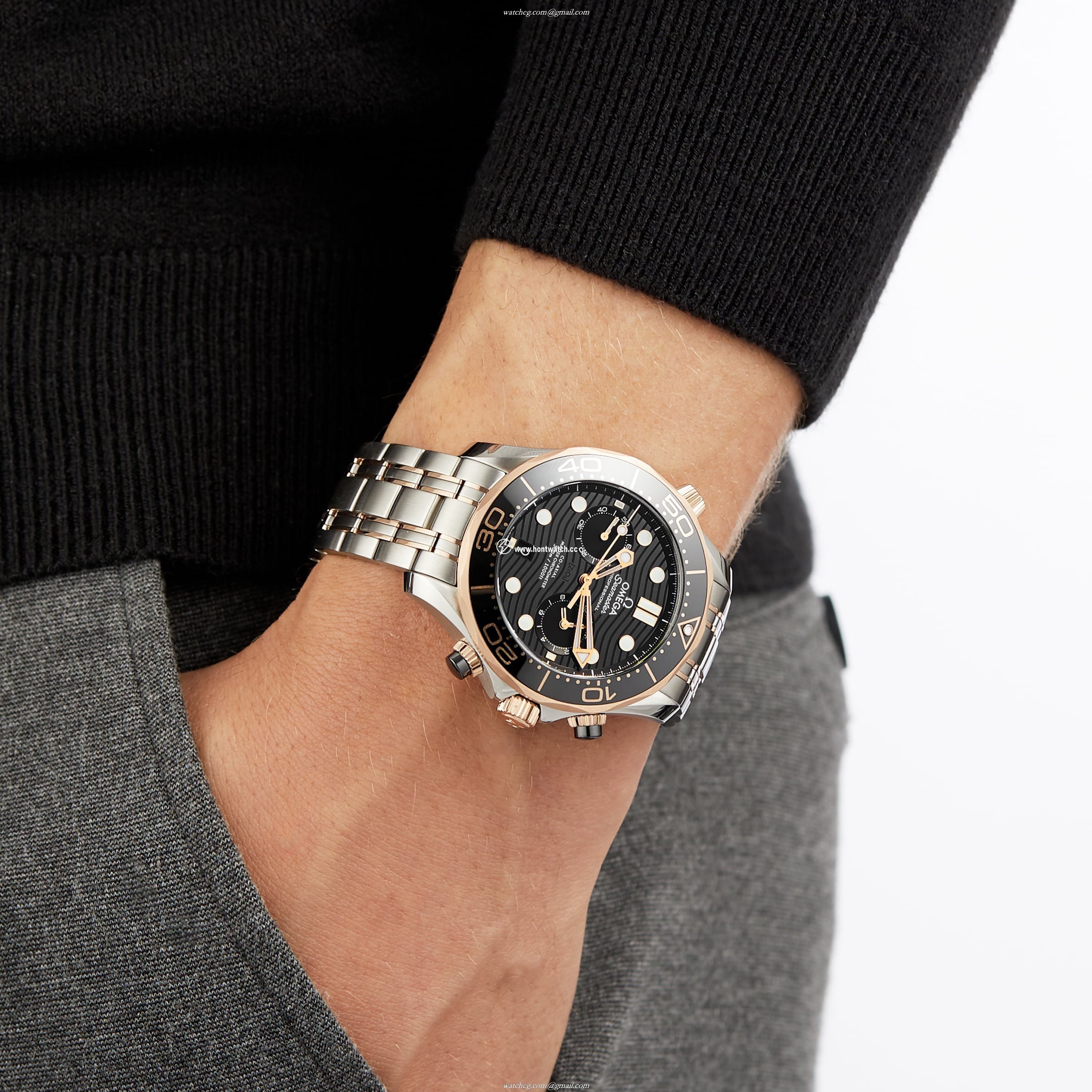 Omega Seamaster O21020445101001 Stainless Steel & 18ct Yellow Gold Automatic Black