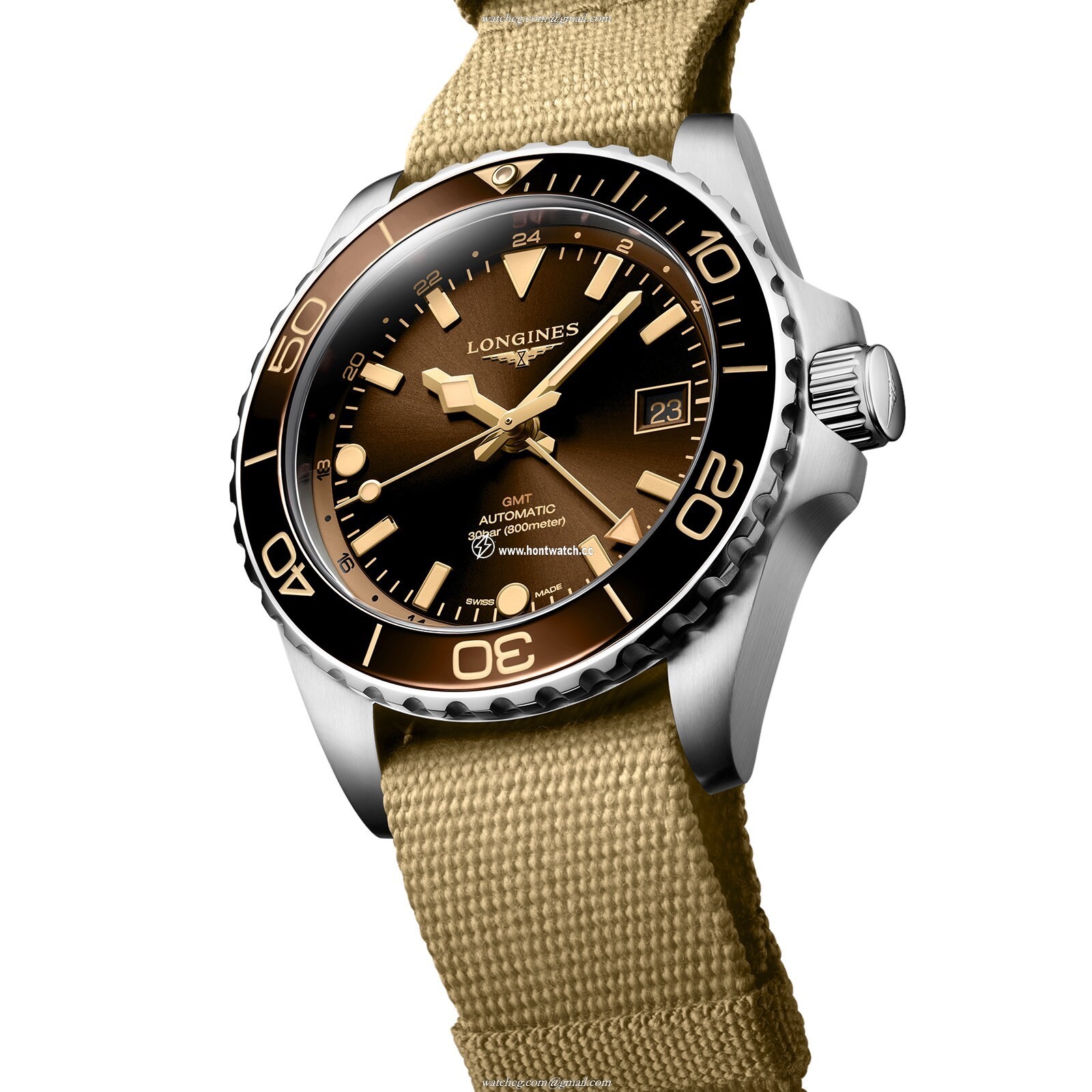 Longines HydroConquest L37904662 Stainless Steel and Ceramic Automatic Brown