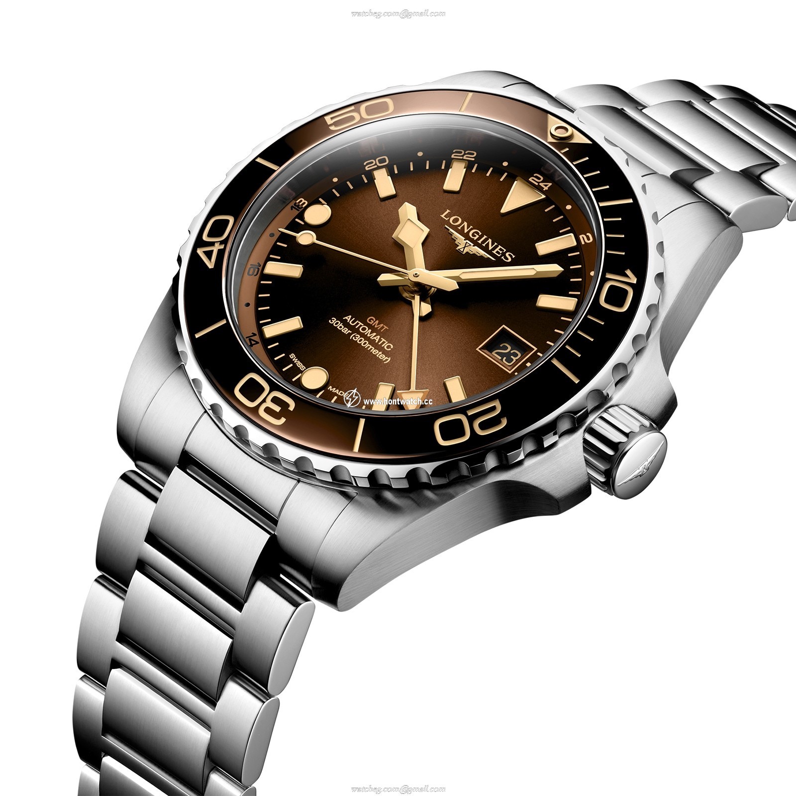 Longines HydroConquest L37904666 Stainless Steel and Ceramic Automatic Brown