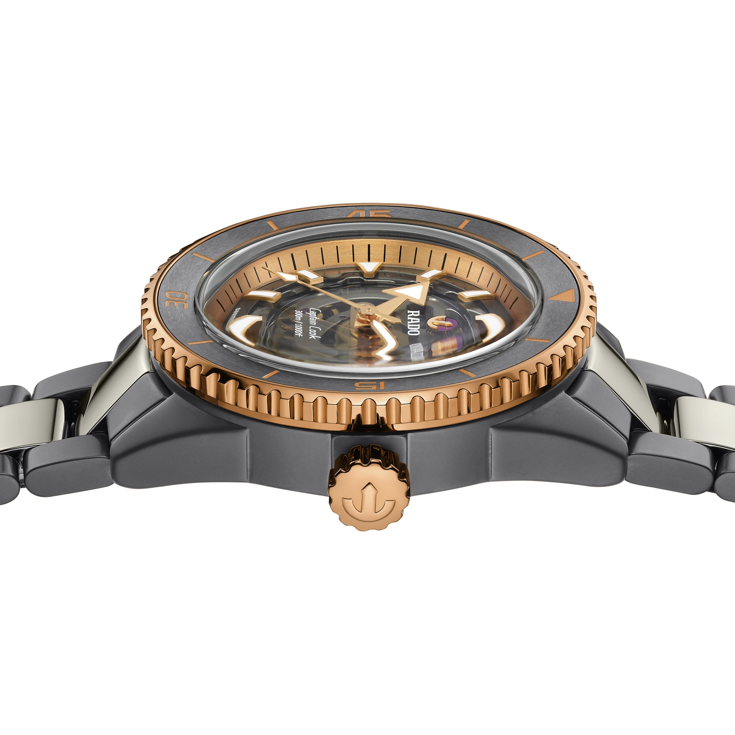 Rado Captain Cook R32148162 Stainless Steel, Ceramic & Rose Gold PVD Automatic Grey
