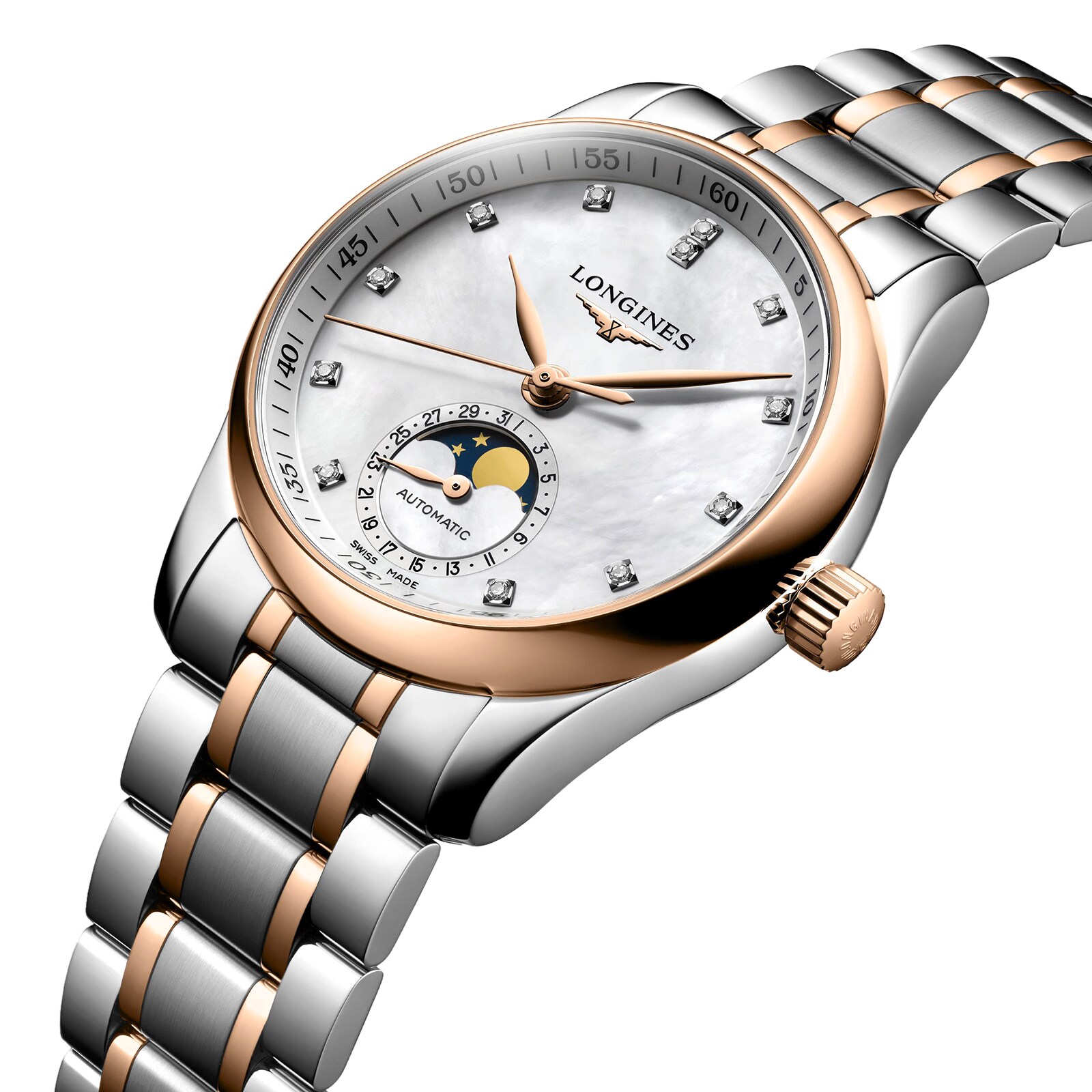Longines Master Collection L24095897 Stainless Steel & 18ct Rose Gold Automatic Mother Of Pearl