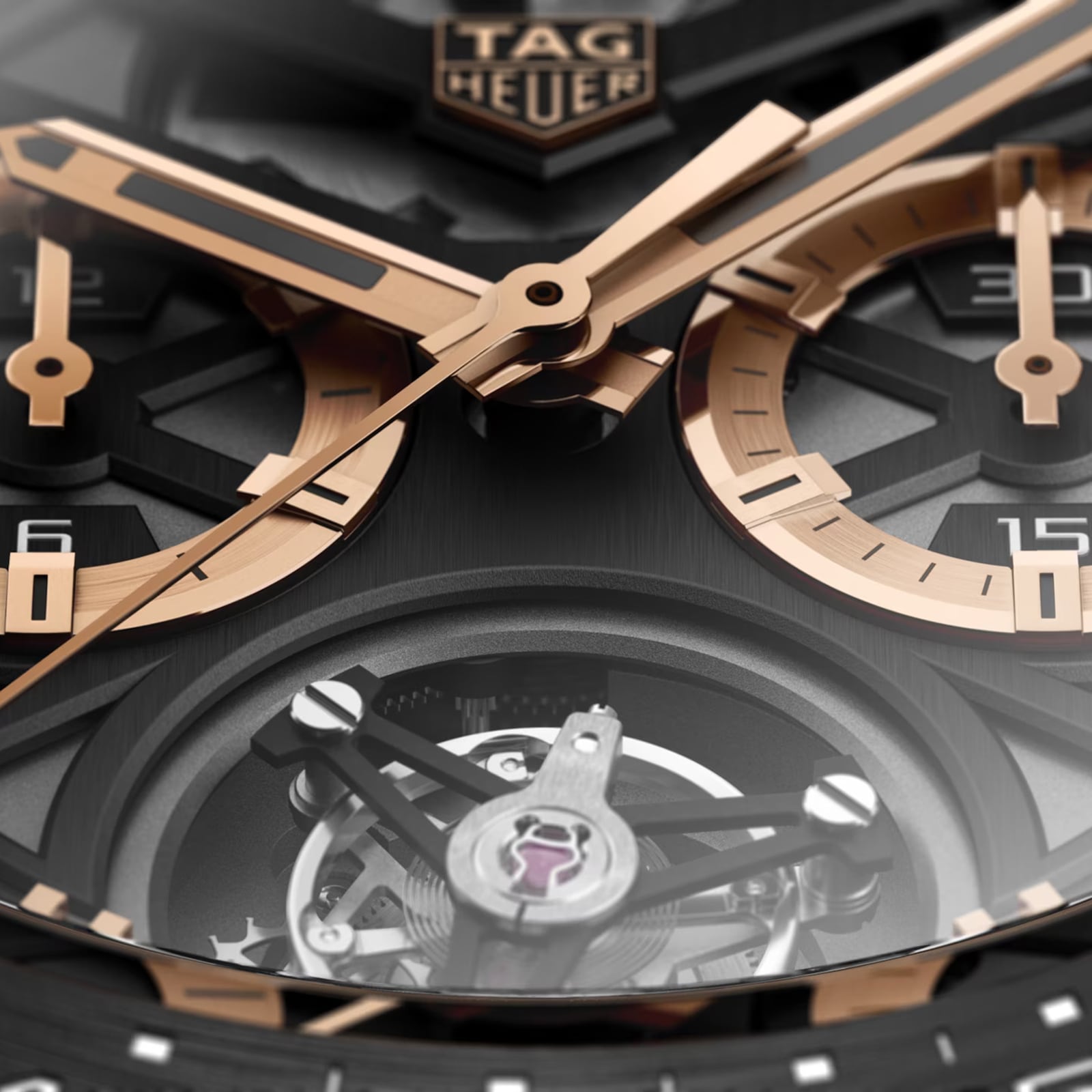 TAG Heuer Carrera CAR5A5U Titanium & Gold PVD Chronograph Tourbillon Black