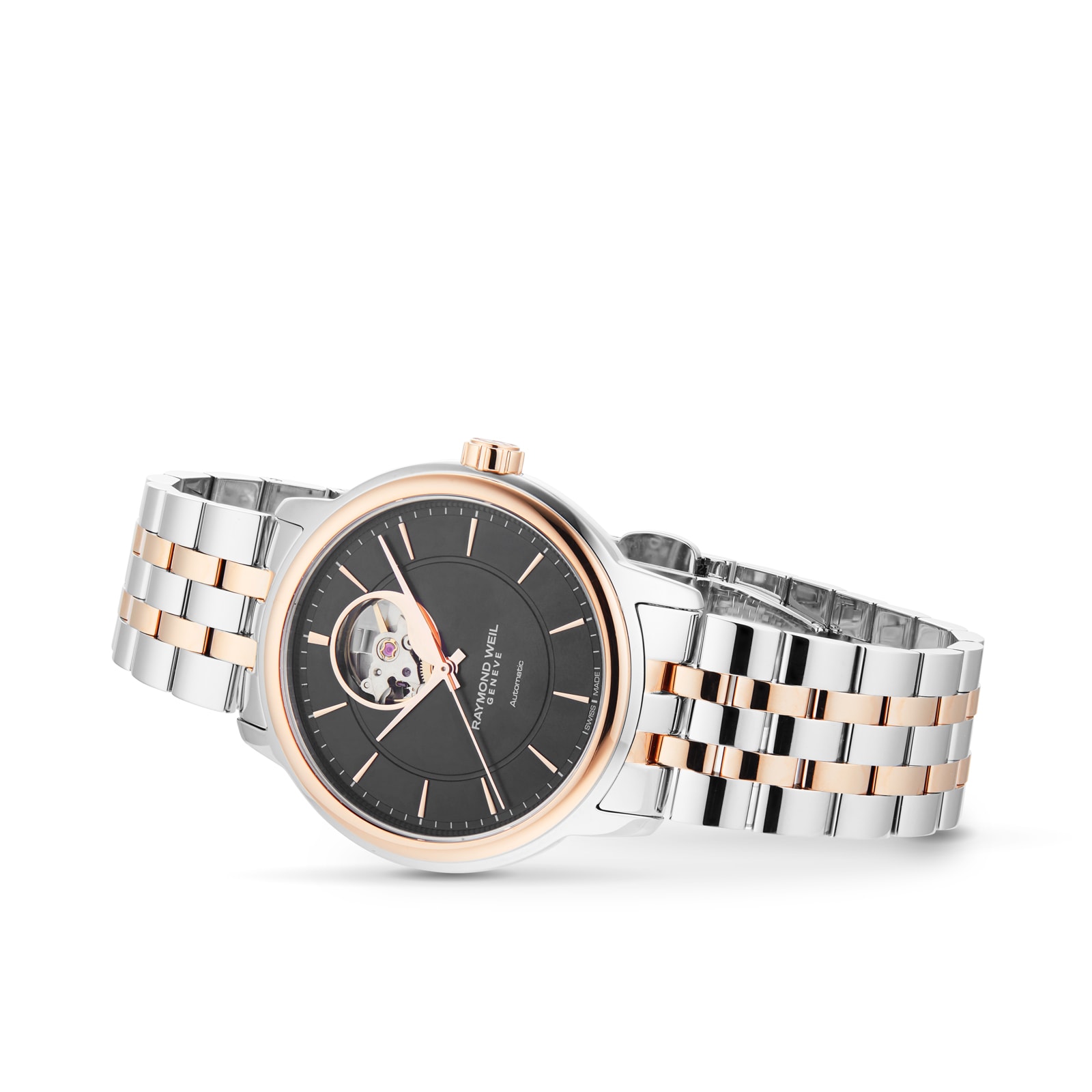 Raymond Weil Maestro 2227-SP5-20021 Stainless Steel & PVD Rose Gold Automatic Black
