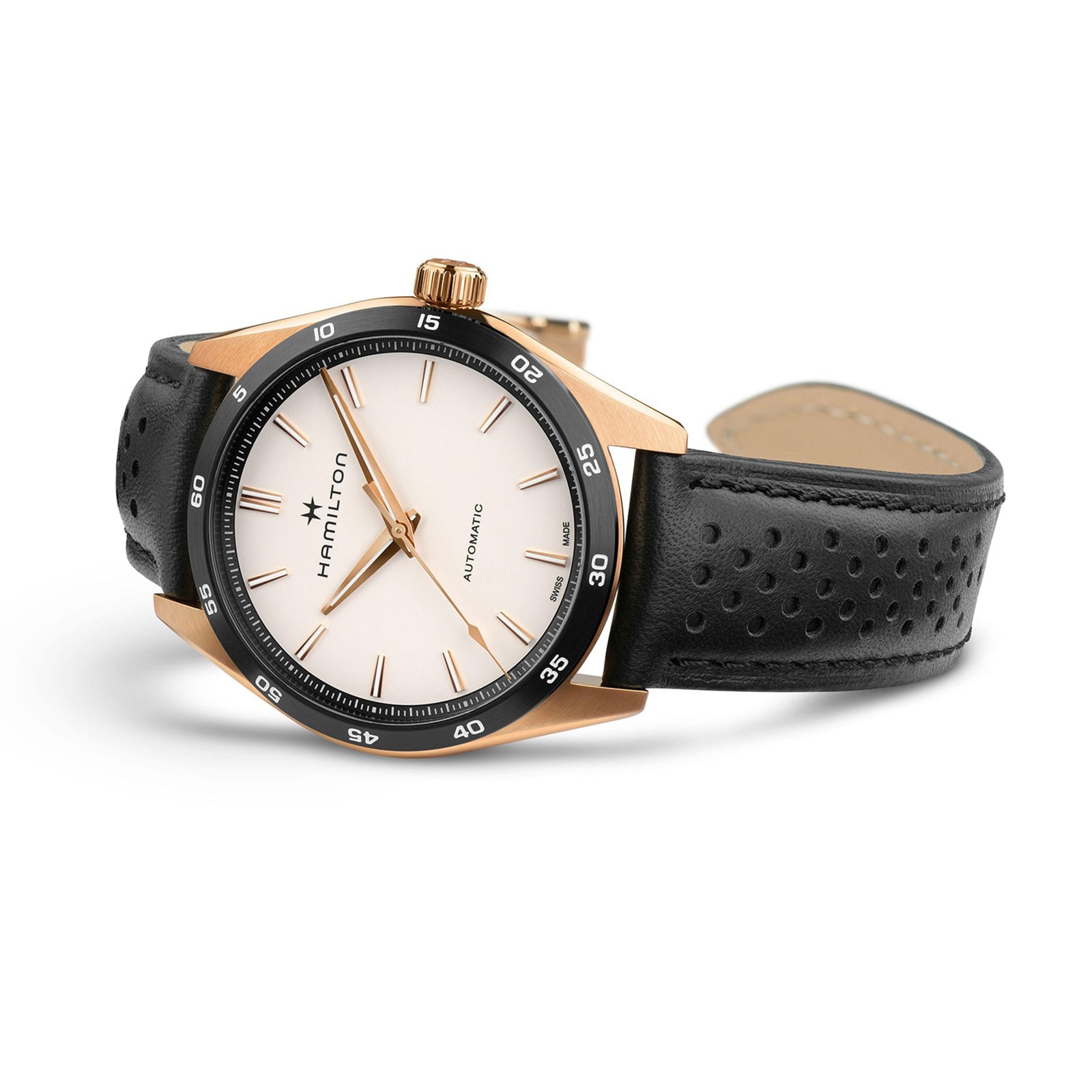 Hamilton Jazzmaster H36225770 Stainless Steel & PVD Black & Rose Gold Automatic White