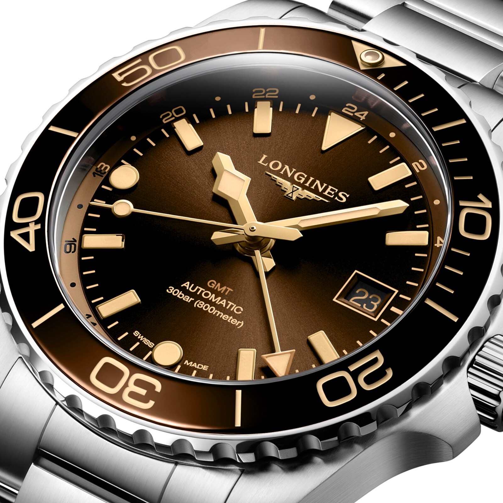 Longines HydroConquest L37904666 Stainless Steel and Ceramic Automatic Brown