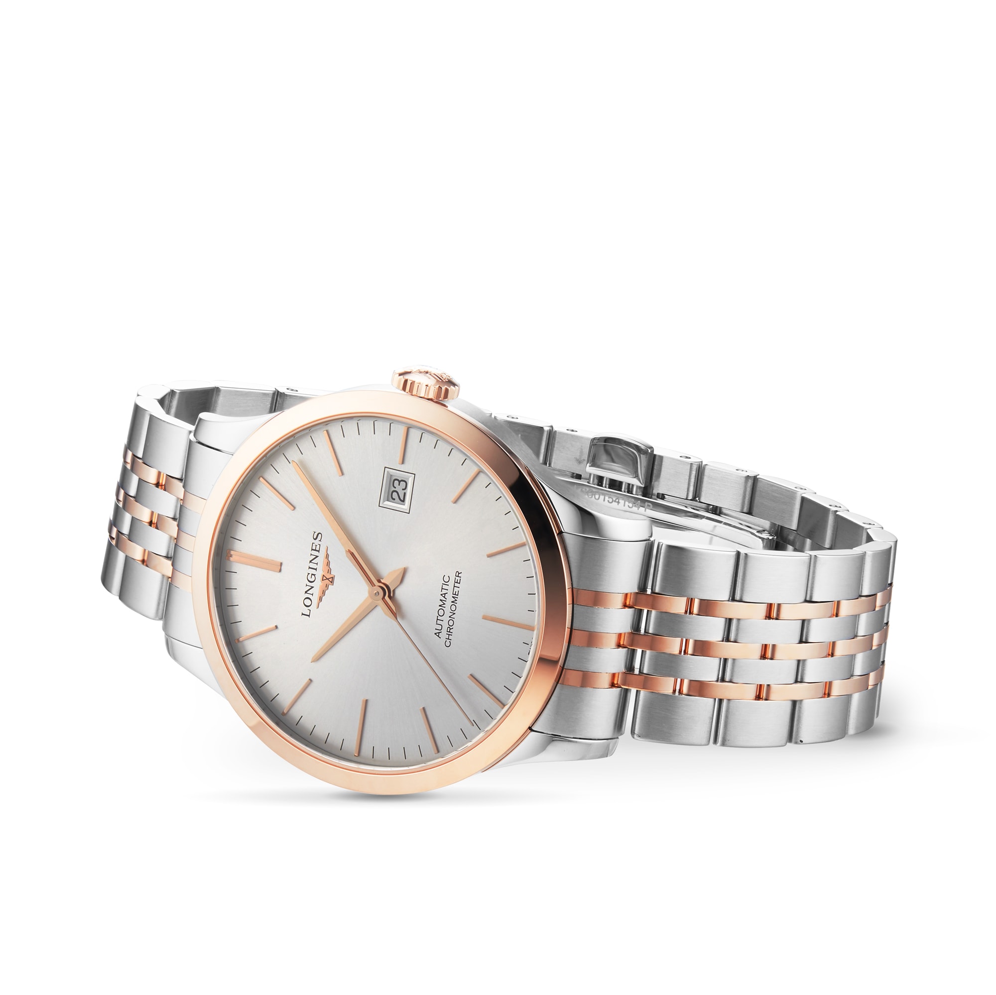 Longines Record L28215727 Stainless Steel & 18ct Rose Gold Automatic Silver