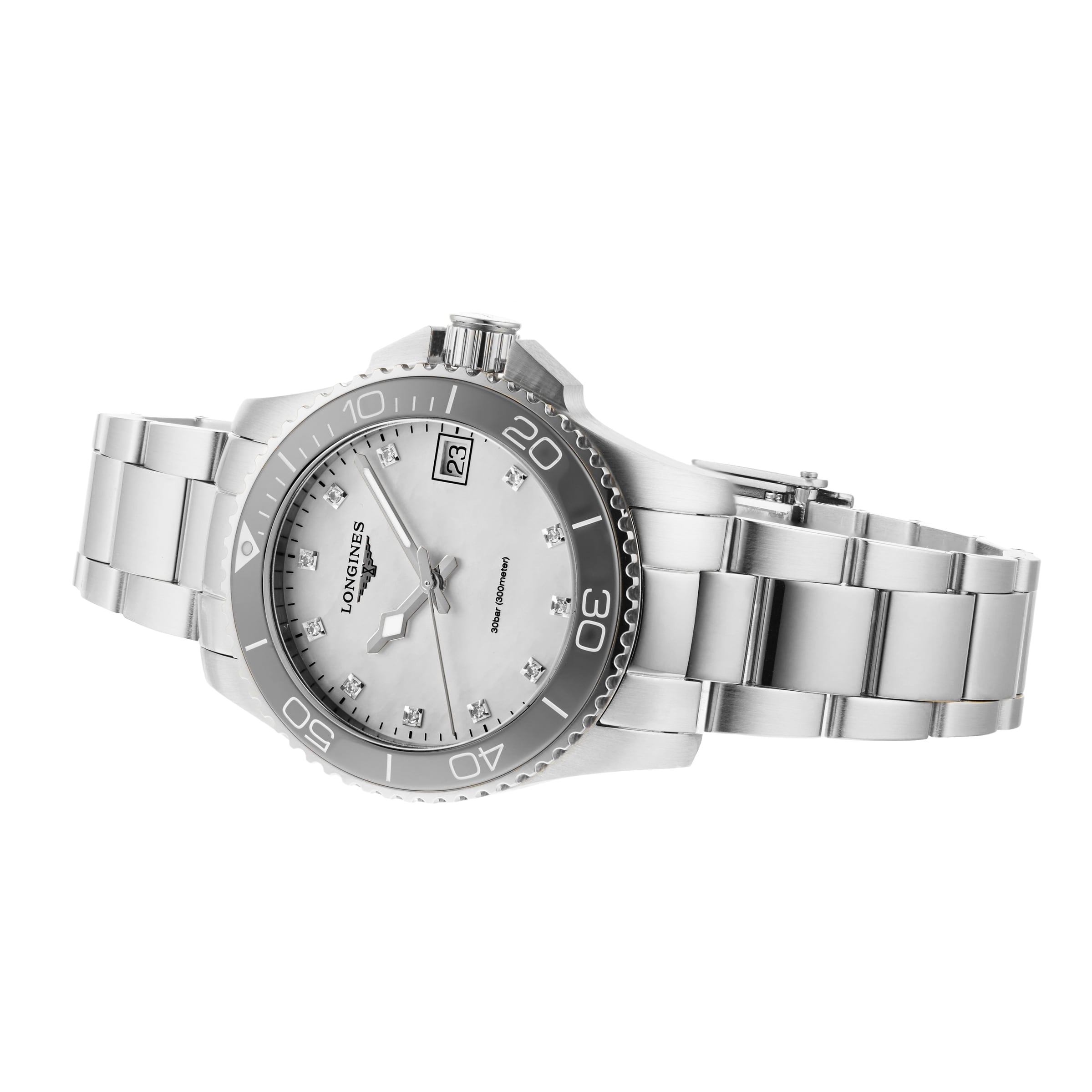 Longines HydroConquest L33704876 Stainless Steel and Ceramic Quartz Mother Of Pearl