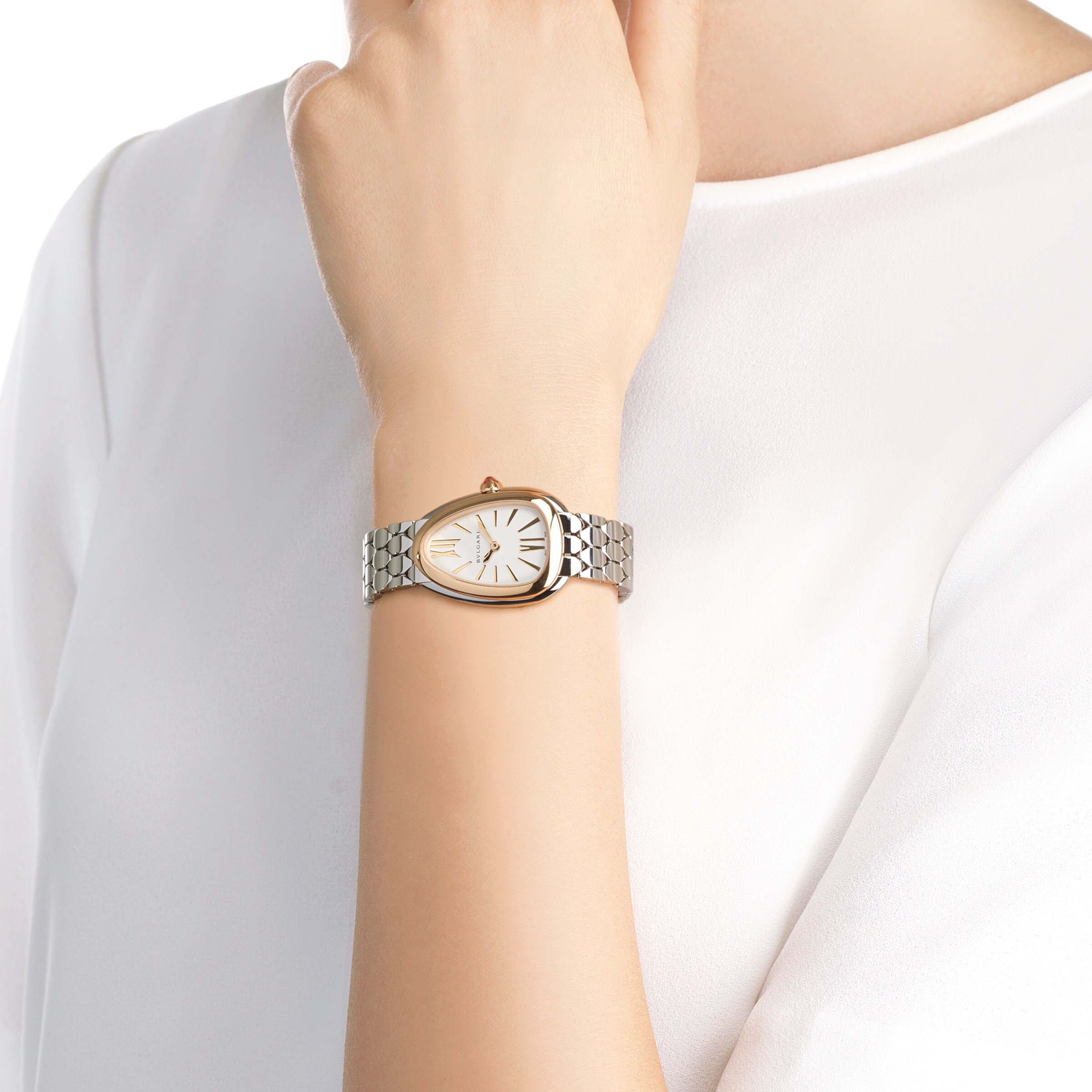 BVLGARI Serpenti Seduttori 103144 Stainless Steel & Gold Quartz Silver