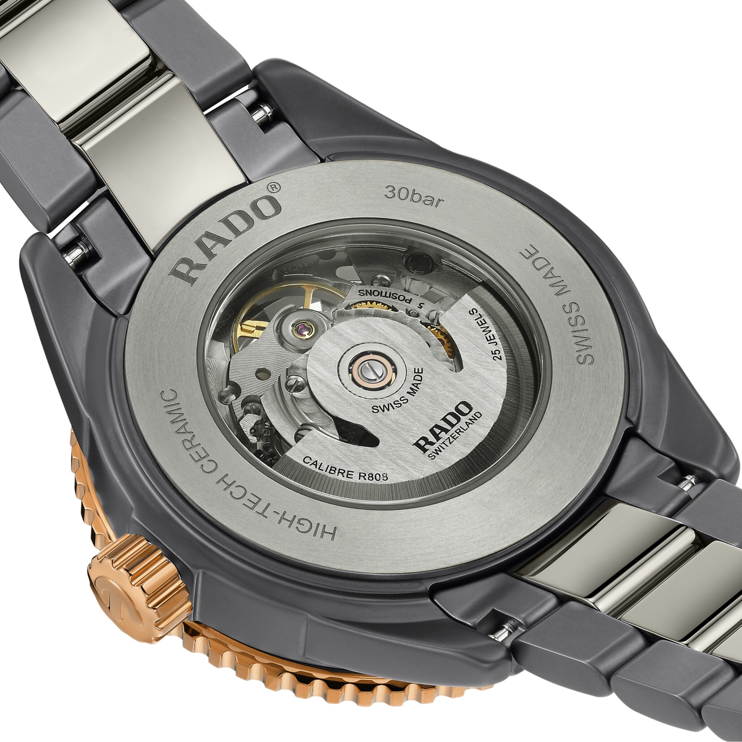 Rado Captain Cook R32148162 Stainless Steel, Ceramic & Rose Gold PVD Automatic Grey