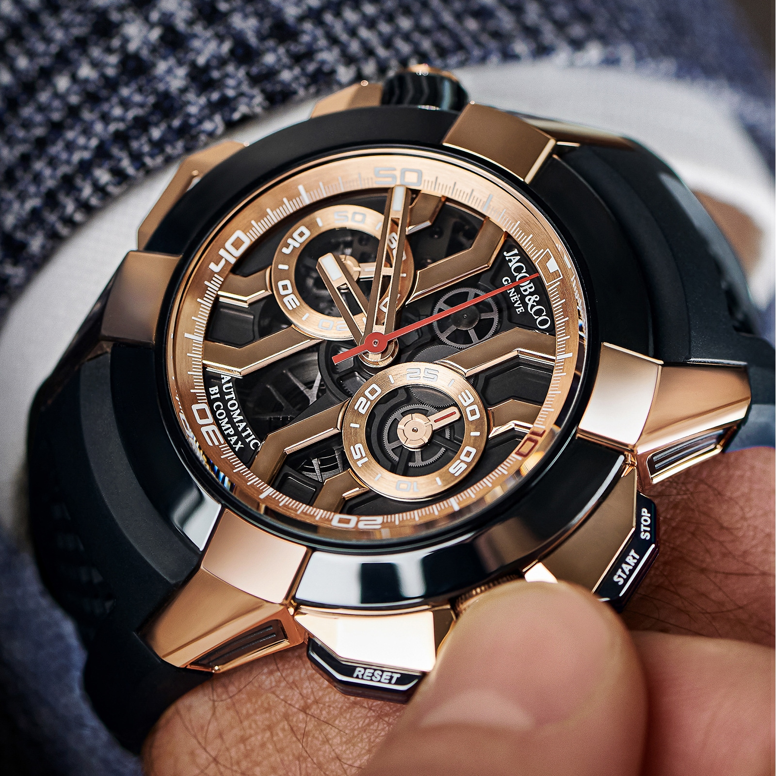 Jacob & Co Jacob & Co Gents Collection EC311.42.PD.BF.AHA4D Titanium & 18ct Rose Gold Automatic Black