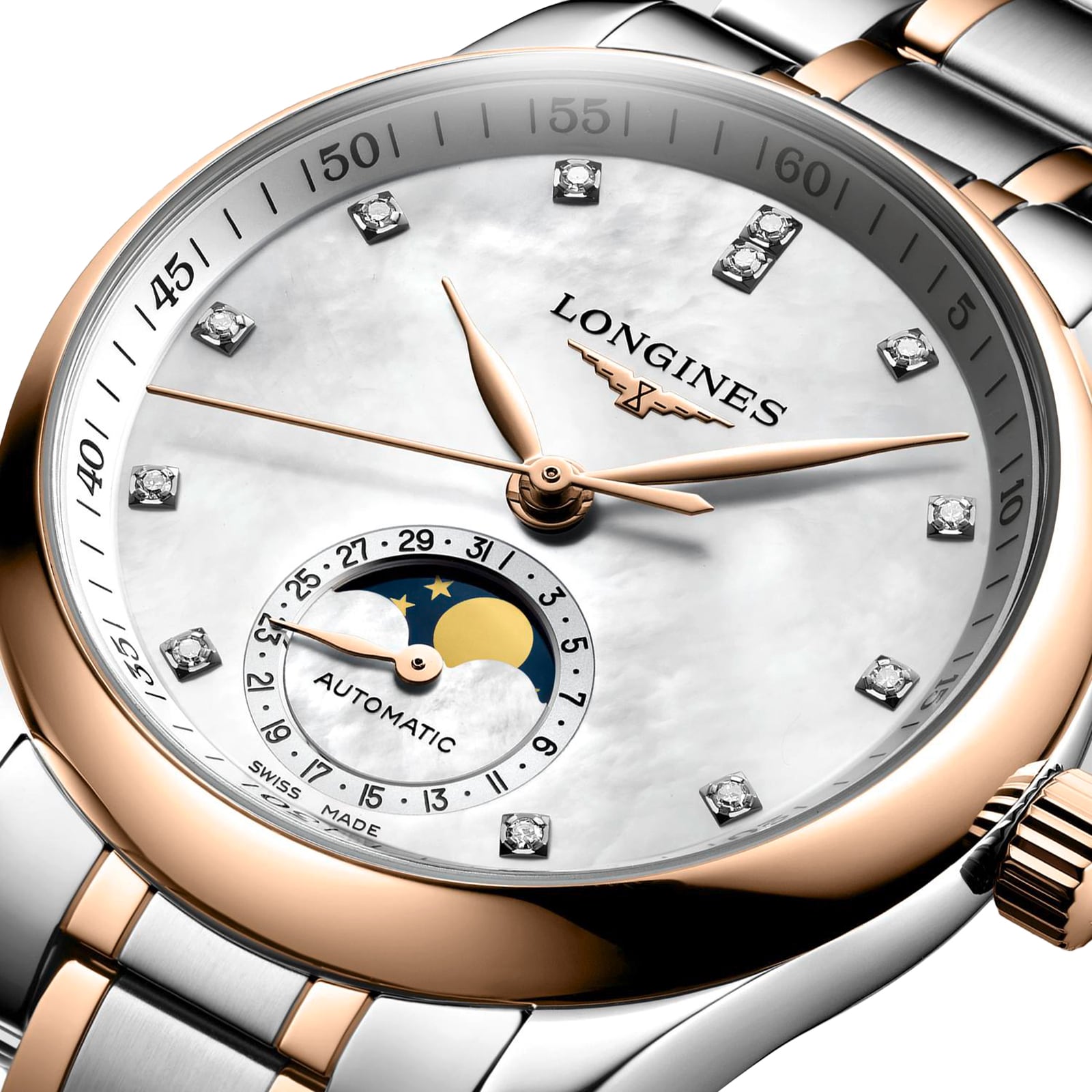Longines Master Collection L24095897 Stainless Steel & 18ct Rose Gold Automatic Mother Of Pearl