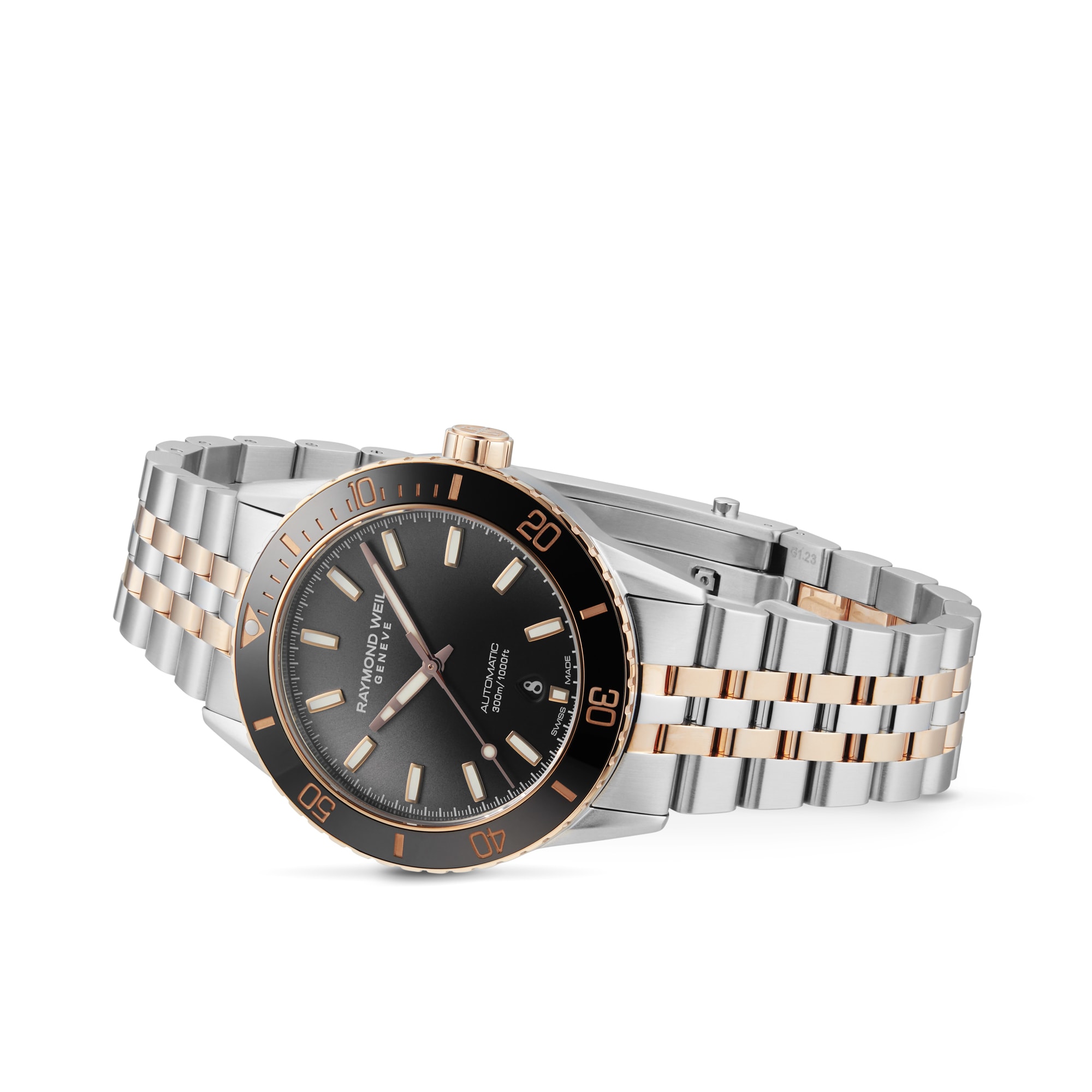 Raymond Weil Freelancer 2775-S51-20051 Stainless Steel & PVD Rose Gold Automatic Black