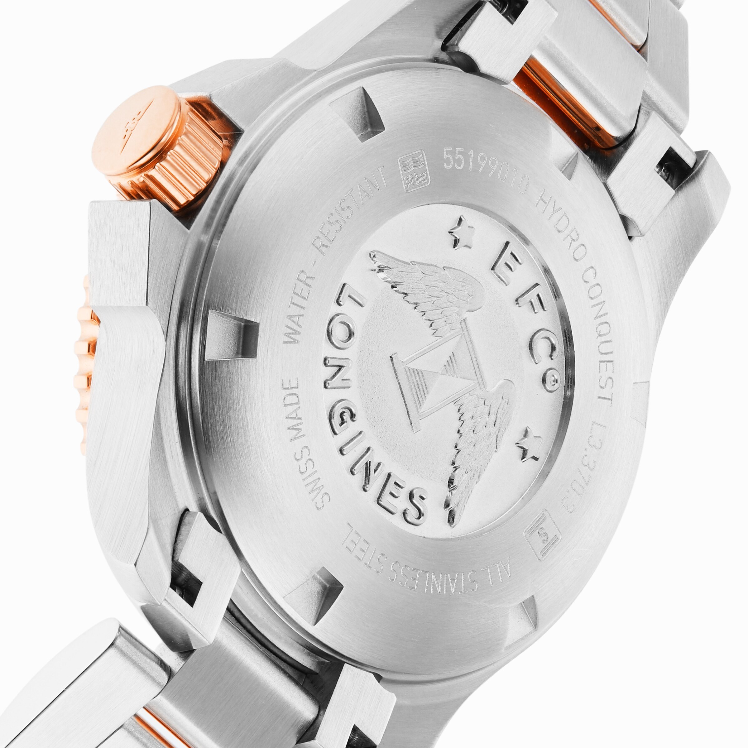 Longines HydroConquest L33703896 Stainless Steel & PVD Rose Gold Quartz Mother Of Pearl
